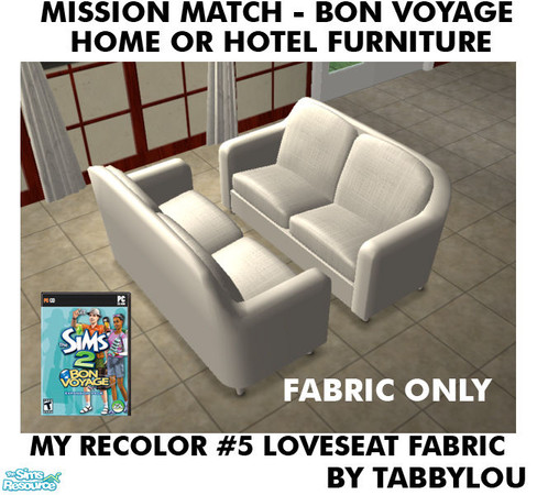 Sims 2 — TL - MM BonVoyage HOH Furniture Rec05W LoveseatFabric by TabbyLou — Luxury\'s Lap Loveseat Cushion Fabric ONLY