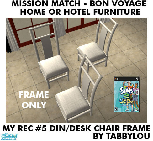 Sims 2 — TL - MM BonVoyage HOH Furniture Rec05W DiningChairFrame by TabbyLou — The Schottel Dining/Desk Chair Frame ONLY