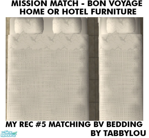 Sims 2 — TL - MM BonVoyage HOH Furniture Rec05W Bedding by TabbyLou — Bedding to match Recolor of Bon Voyage Furniture
