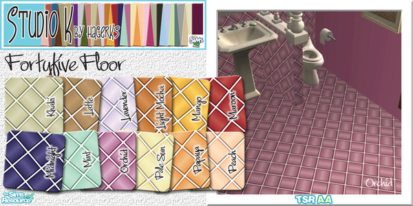 Sims 2 — Studio K Fortyfive Floors_02 by StudioKhagerks — 13-24 of 36 colors. Can be found under Tile and can be