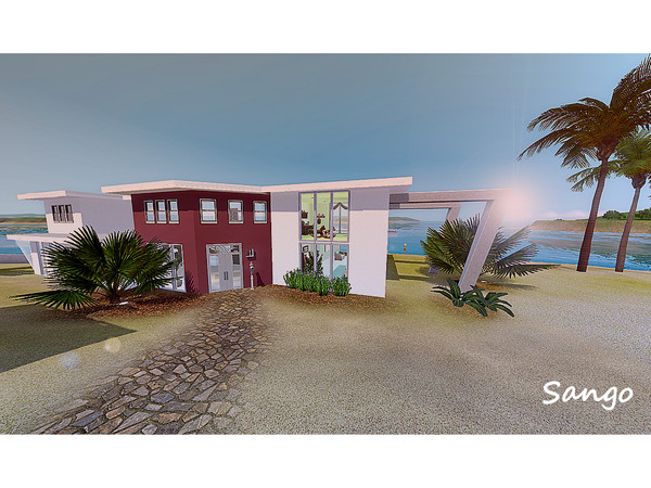 Sims 3 — Sango - no CC by YunaRyou2 — This modern house is best placed at the westside of isla paradiso directly at the