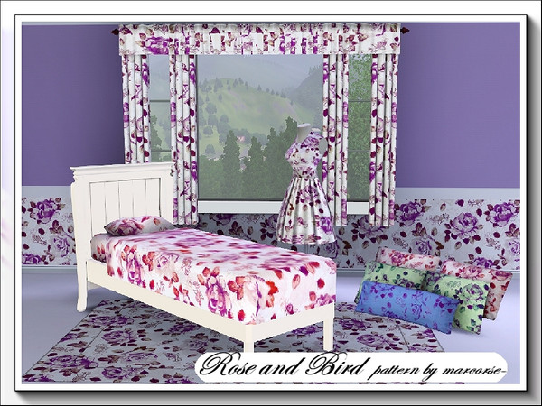Sims 3 — Rose and Bird_marcorse by marcorse — Beautiful, full-blown purple roses and little birds alternate in this