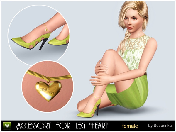 Sims 3 — Accessory for leg Heart by Severinka_ — Feminine accessory for the left leg - a chain with a heart. The symbol