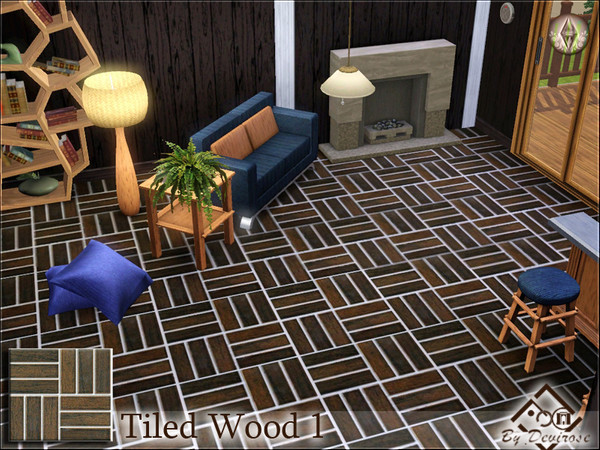 Sims 3 — Tiled Wood 1 by Devirose — Modern, ideal for refined and minimalist rooms. Base Game Compatible,no need