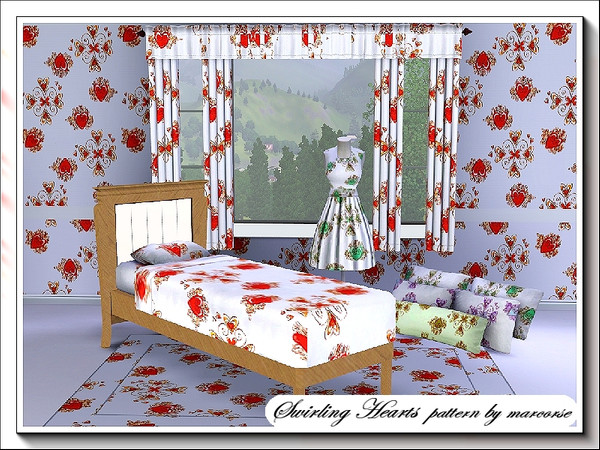 Sims 3 — Swirling Hearts_marcorse by marcorse — A random repeat Abstract pattern of hearts and style flourishes. 3