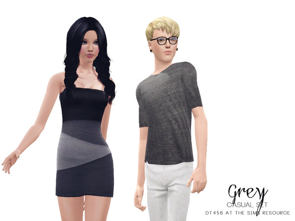 Sims 3 — Grey Casual Set by DT456 — 2 new clothing items for female and male. Enjoy! 