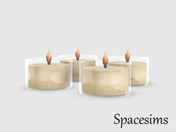 Sims 3 — Cremona dining room - Four candles by spacesims — Four small, glass, glowing candles with a beautiful flame.