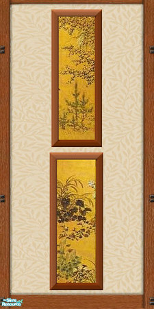 Sims 2 — Oriental Blossoms Decorative Wall Set - Orientalwall3 by Alyosha — A wall to match the maxis default wall