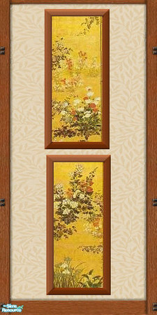Sims 2 — Oriental Blossoms Decorative Wall Set - Orientalwall1 by Alyosha — A wall to match the maxis default wall