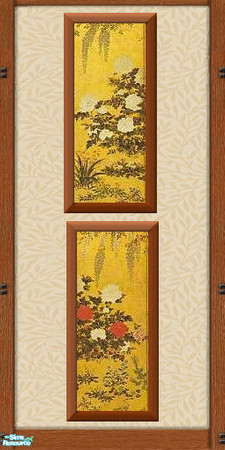 Sims 2 — Oriental Blossoms Decorative Wall Set - Orientalwall2 by Alyosha — A wall to match the maxis default wall