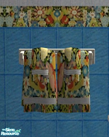 Sims 2 — TC58 Tranquil Bath - Bath Towels by Riverwillows — Lovely floral bath towels. Part of the TC58 Tranquil Bath by