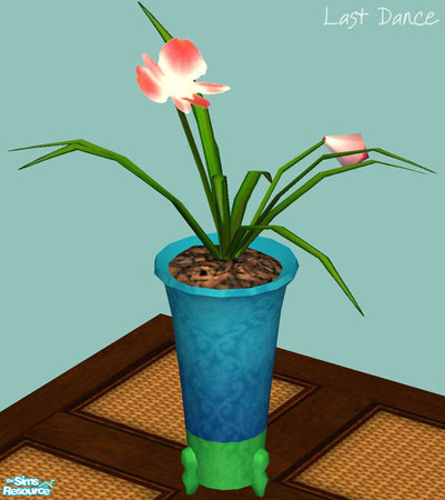 Sims 2 — Seascape Orchid In Blue & Green Vase by LastDance — Red and white orchid blossoms from a blue and green vase