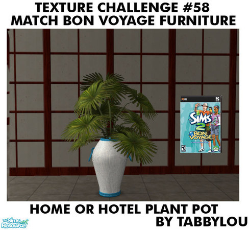 Sims 2 — TL - TC58 BonVoyage HOH Plant Pot by TabbyLou — Fanciful Finiky Fronds POT ONLY in Recolor of Bon Voyage