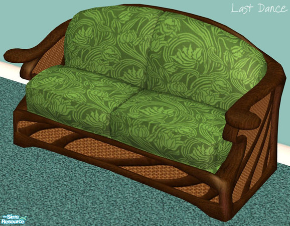 Sims 2 — Seascape Green Floral Loveseat Cushions by LastDance — Vibrant green floral cushions. Loveseat frame posted
