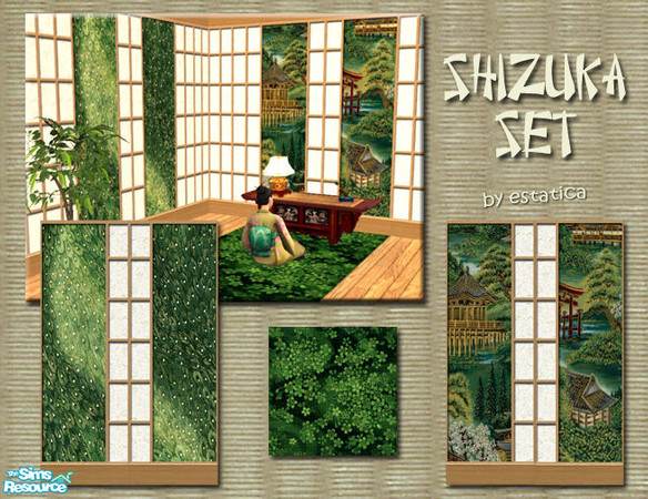 Sims 2 — Shizuka Set by estatica — This exotic set may be the perfect addition to your oriental lot. All the walls blend