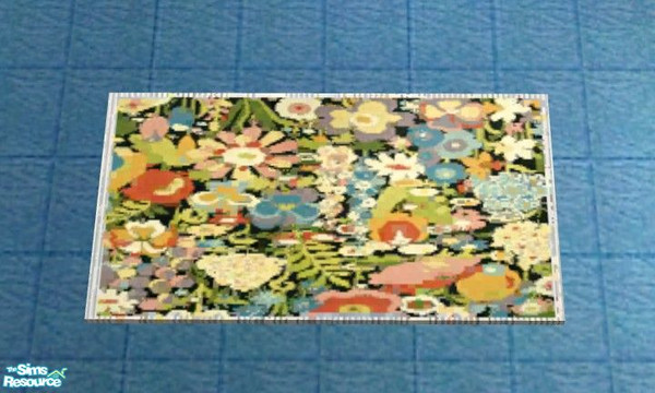 Sims 2 — TC58 Tranquil Bath - Bath Rug by Riverwillows — Lovely floral bathrug, bordered with blue striped design. Part