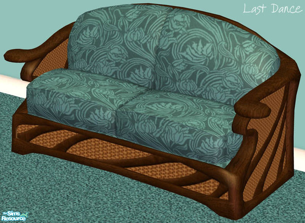 Sims 2 — Seascape Blue Floral Loveseat Cushions by LastDance — Vibrant blue floral cushions. Loveseat frame posted
