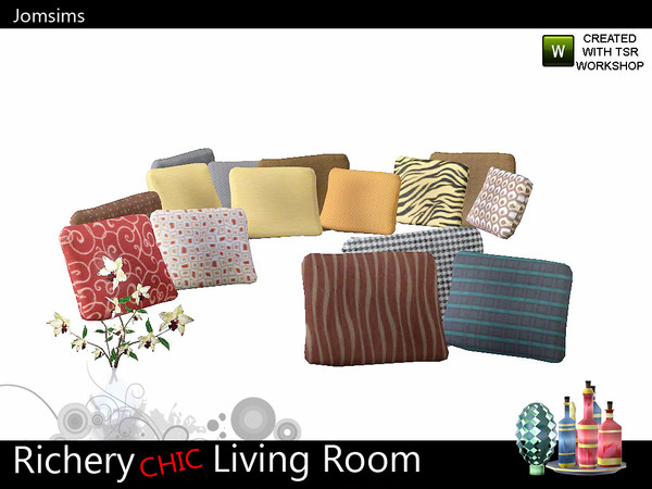 Sims 3 — cushions 2 for loveseat 1 richery chic living for corner  x3 by jomsims — cushions 2 for loveseat 1 richery chic