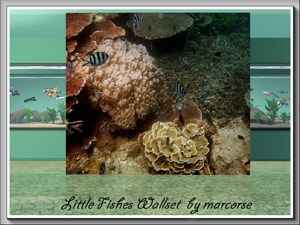 Sims 3 — Little Fishes Wallset_marcorse by marcorse — This 3-panel wallset shows a number of small fishes in a coral