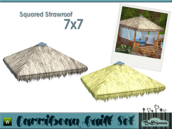 Sims 3 — Caribbean Built Strawroof square 7x7 by BuffSumm — Decoration only! Part of the *Caribbean Built Set*