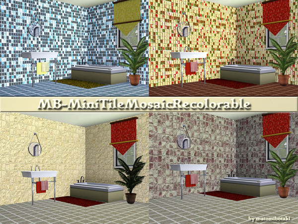 Sims 3 — MB-MiniTileMosaicRecolorable by matomibotaki — MB-MiniTileMosaicRecolorable, 2 mini tile walls, now with rougher
