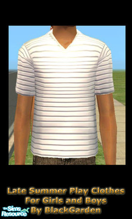 Sims 2 — Late Summer Mix 'n' Match - White Tee by BlackGarden — A simple white striped t-shirt for girls and boys.