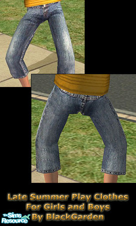 Sims 2 — Late Summer Mix 'n' Match: Lt Blue Jeans by BlackGarden — Light blue cut-off three quarter length jeans for