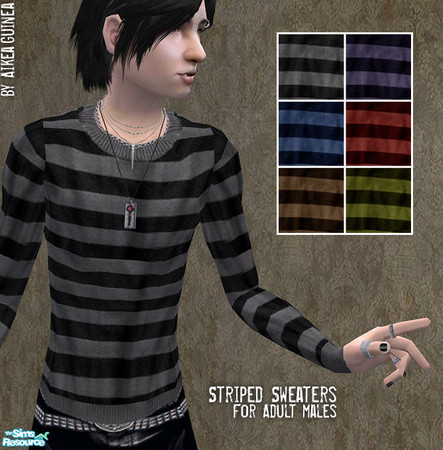 Sims 2 — Striped Sweaters for Adult Males by aikea_guinea — Striped sweaters for adult males. Set includes six different