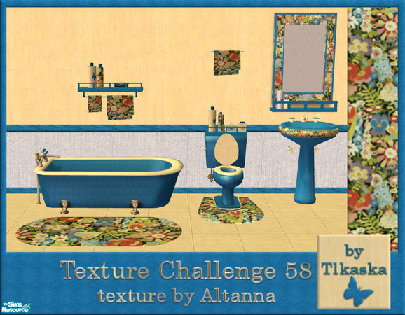 Sims 2 — TC58 Altanna\'s Bathroom by tlkaska — This blue and yellow bathroom with bright floral accents was designed for