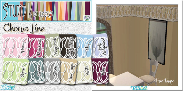 Sims 2 — Studio K Chorus Line_03 by StudioKhagerks — 25-36 of 36 colors. Can be found under Paint and can be purchased