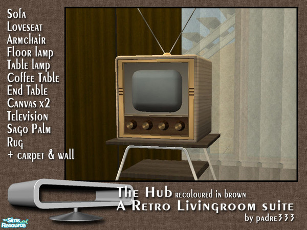 Sims 2 — The Hub, Brown - Television by Padre — Recolour of The Hub lounge in shades of brown and orange.