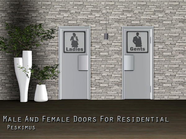 Sims 3 — Male And Female Doors For Residential by peskimus — Here is a set of Male and Female specific doors, which have