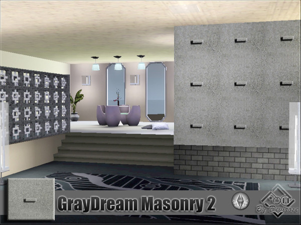 Sims 3 — GrayDream Masonry 2 by Devirose — Gray masonry design,modern texture-.Base game compatible,no need EP,created