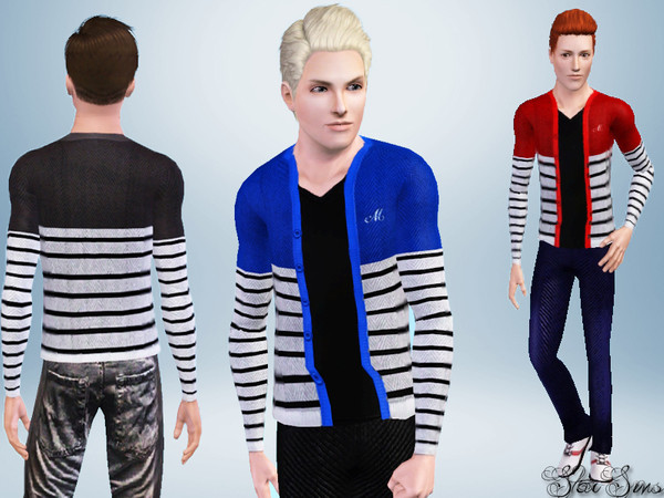 Sims 3 — Infinity by StarSims — cardigan sweater with shirt for males. -4 recolorables areas -CAS and launcher thumbnail
