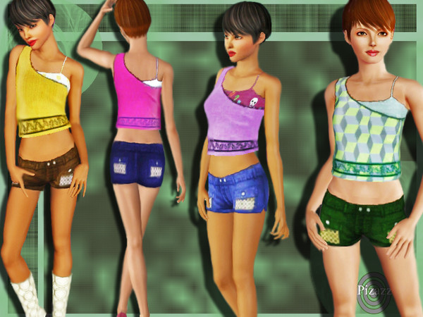 Sims 3 — Docked-01-Shorts And Top Set by pizazz — Keeping in fashion with the latest styles. This set can be worn on the