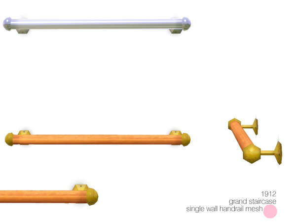Sims 3 — 1912 GS S Wall Handrail Mesh by DOT — 1912 Grand Staircase Single Wall Handrail Mesh by DOT of The Sims Resource