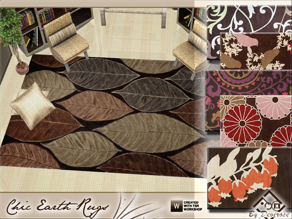 Sims 3 — Chic Earth Rugs Collection by Devirose — Warm colors and sharp lines,six rectangular rugs for modern homes and