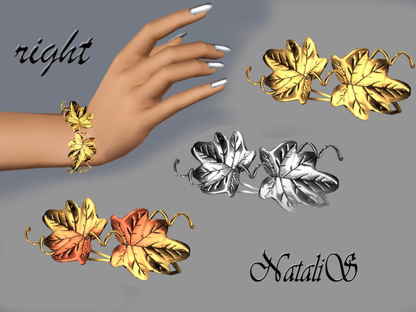 Sims 3 — Grape leaves bracelet FA-FE-right by Natalis — Vintage bracelet on the right hand. Realistic shape of grape