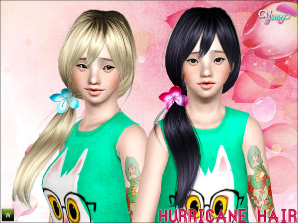 Sims 3 — Yume - Hurricane hair by Zauma — Simple hair with flower (recolorebale too), looks better in dark colors. Sorry
