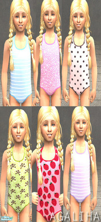 Sims 2 — Girl\'s Vacation Swimsuits by agaliha5 — A cut set of six bathing suits for your girls. These require no mesh.