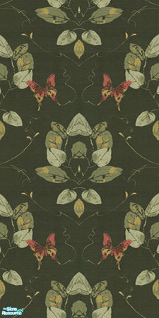 Sims 2 — Wall - Olive Green by Sheera — Part of my Folia Butterflies and Vines walls and floors set, i hope you\'ll like