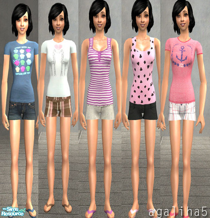 Sims 2 — Teen Beach Vacation Outfits by agaliha5 — A fun set of shorts with matching tops that are perfect for your teens