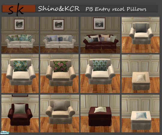 Sims 2 — PB Entry - Recolors Pillows by ShinoKCR — Recolors of the PB Entryset Pillows and the Pillowset for the