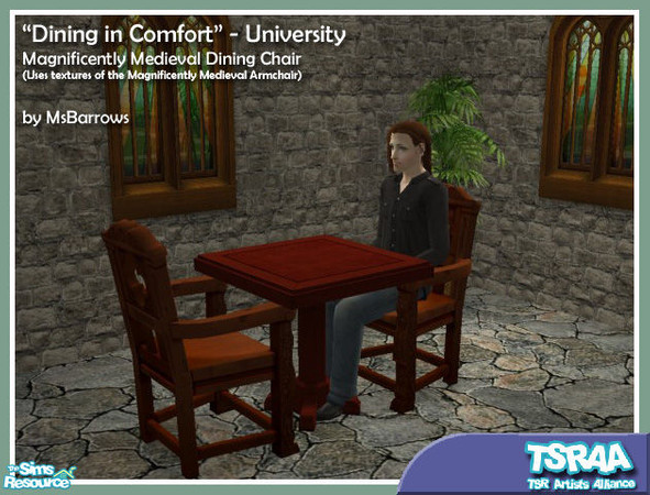 Sims 2 — Magnificently Medieval Dining Chair by MsBarrows — There are times when a hard seat just doesn\'t cut it. For