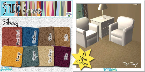 Sims 2 — Studio K Shag - NEW! by StudioKhagerks — Studio K has added 8 NEW Signature Colors! Can be found under Carpet