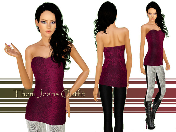 Sims 3 — Them Jeans Outfit by Ms_Blue — Presenting Emma Stone in [Them Jeans Outfit]. A cute yet stylish everyday wear or