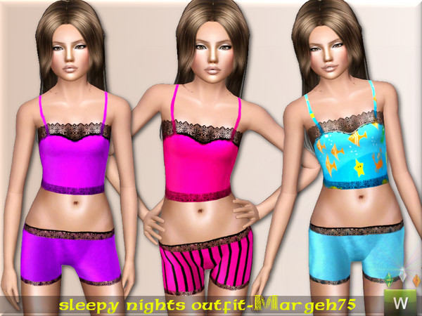Sims 3 — Sleepy Nights Outfit by TSR Archive — -This pretty satin sleep set is for your sim teen gals :) -cropped lace