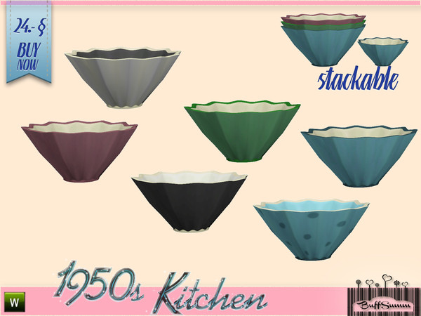 Sims 3 — 1950s Kitchen Bowl B by BuffSumm — Let your Sim rock the 50ies! Teengirls in Petticoat, Elvis and Rock'n'Roll.
