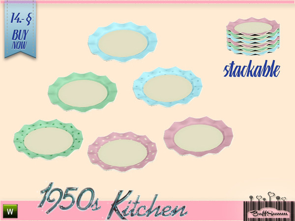 Sims 3 — 1950s Kitchen Plate B by BuffSumm — Let your Sim rock the 50ies! Teengirls in Petticoat, Elvis and Rock'n'Roll.