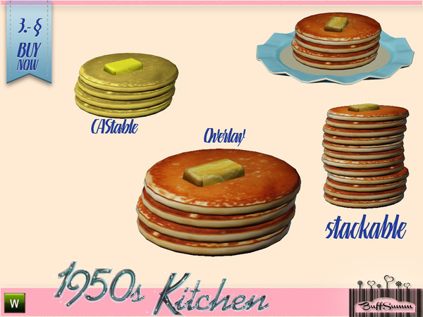 Sims 3 — 1950s Kitchen Pancake by BuffSumm — Let your Sim rock the 50ies! Teengirls in Petticoat, Elvis and Rock'n'Roll.